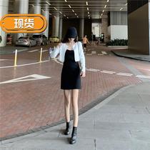  2020 spring fashion set a-pack womens sling all-match dress slim long-sleeved knitted short jacket two-piece set