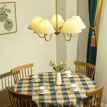 Original American simple retro all-copper pleated chandelier Light luxury living room ceiling lamp Bedroom study Copper chandelier pleated