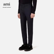 AMI Mens 22 Fall Winter New Designer Wool Solid Color Classic Fit Slim Casual Tapered Trousers