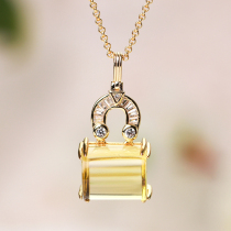 Mu Huang jewelry shop natural citrine chain s925 sterling silver inlaid crystal yellow jewel necklace Womens