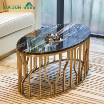 Nordic light luxury tea table simple modern small apartment table living room oval marble coffee table TV cabinet combination
