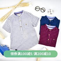 2020 new summer childrens clothing childrens shirt boys short-sleeved shirt baby plaid top foreign boy shirt