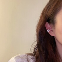 Retro Port Taste Ear Osteoclaves Lukewarm Without Earthy Dongle Senteo-Ear Clip-Style Mesh Red Temperament Inlaid With Flowers