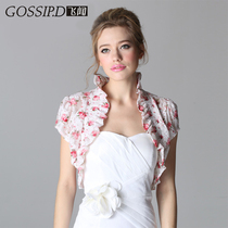 Summer short Joker temperament print lace shawl summer short sleeve small waffle shoulder Womens outer small cardigan small jacket