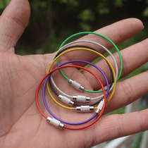 Color PVC stainless steel wire ring wire rope keychain key ring tag buckle