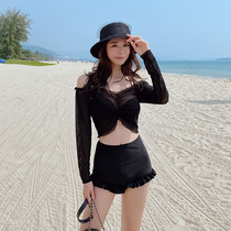 ◆ DUDU ◆ 2021 new swimsuit female summer split fairy fan sexy small chest gathered hot spring cover belly thin