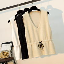 Wear imitation mink sweater lace-up sweater lace-up waist slim vest vest coat autumn and winter sweater women