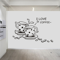Water moon mirror flower creative coffee shop window wall stickers Milk tea shop dessert shop background wall decoration stickers