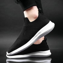 2021 autumn new mens shoes Wild Mens trend Sports Leisure socks all black one pedal lazy trendy shoes