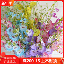 Single bunch 7-fork dancing Orchid Wedding Silk Flower simulation flower high branch flower welcome area stage layout decoration ornaments