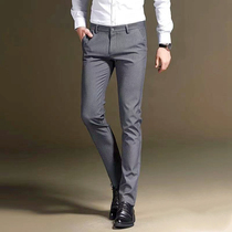 Business straight slim pants mens summer stretch free-ironing slacks fashion wild solid color boutique pants