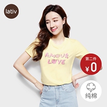lativ female Baba dad genuine IP cotton print T-shirt spring and summer new coat half sleeve shirt Womens