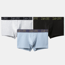 Fenten mens underwear cotton middle waist breathable youth summer personality letter boxer pants plus size four corner shorts men