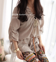 Special offer high-end custom high-grade copper ammonia silk fabric wrinkled cuff neckline OL spring and summer coat