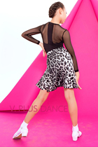 V PLUS DANCE Gao Xue childrens Latin DANCE practice suit mesh stitching top Gray BAO WEN black and white skirt