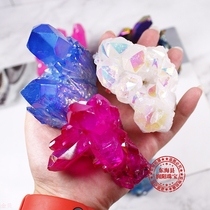 Natural white crystal cluster electroplating rainbow color original ecological Crystal column ornaments home decoration