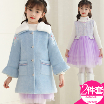 Girl Girl Coat Spring Child Jacket Spring Dress 2022 New Female Great Boy Single Row Buttoned Jacket Removable collar