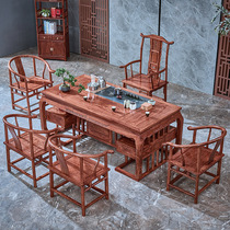 Mahogany Crown Tea Table and Chair Household Tea Set Hedgehog Red Sandalwood Office Guest Kung Fu Coffee Table Solid Wood Chinese Style