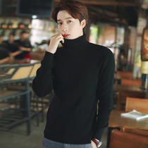 2020 autumn and winter turtleneck sweater men Korean version of the trend thread clothes loose black sweater slim youth thickened