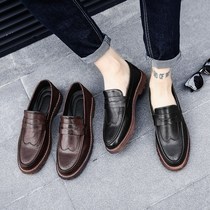 Hong Kong Tide brand 2021 spring new mens pedal Bean shoes British Bullock leather shoes casual loafers