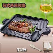 Korean induction cooker barbecue plate Teppanyaki non-stick barbecue plate Household smoke-free barbecue pot grilled steak frying plate