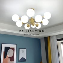 Nordic All-copper Living Room Lamps Minimalist Modern Style Bedroom Light Magic Bean Chandelier Restaurant Net Red Lighting Molecular Lamp