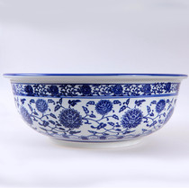 Blue and white porcelain thickened ceramic basin wash and basin large size boiled fish bowl Soup Bowl bowl hair basin kneading basin