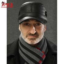 Middle-aged and elderly winter ear protection flat top hat old man hat male father grandfather Puskin hat autumn and winter warm old man hat