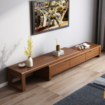 New Chinese style simple modern solid wood TV cabinet combination retractable economical living room small apartment furniture