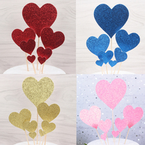 Cake decoration love set red love card size Love 7 sets baking decoration glitter love