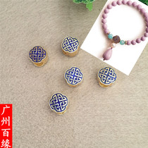 s925 sterling silver gilded blue cloisonne wenplay accessories DIY wearing bracelet enamel color bead tee tee