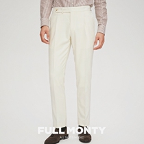 (2021 New) mens flannel suit pants white herringbone business formal casual pants autumn and winter