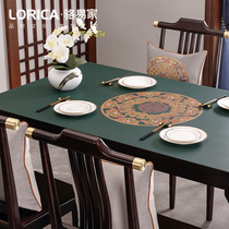 Tablecloth waterproof oil-proof wash-free dining table mat silicone home Chinese rectangular tea table mat leather anti-scalding round tablecloth