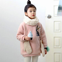 Special] Girl clothing winter clothing 2022 new children suede cardiff plus suede thickened little girl lamb suede blouse foreign air