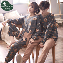 2021 new couple pajamas autumn long sleeve cotton girl two-piece spring and autumn cute mens home clothing set