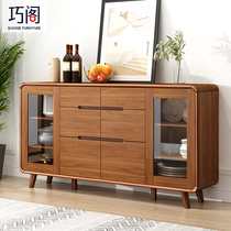 Chinese side cabinet solid wood frame tea wine cabinet one modern simple kitchen storage high cabinet home living room wall