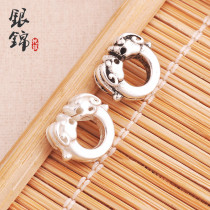S925 sterling silver diy Thai silver accessories card Xiangrui double beast head Buddha beads text play star Moon King Kong Bodhi counter
