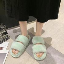 Kan Qingzis sudden holiday shoes to wear Liu Liangbai deer with hairy slippers and velvet sandals cool