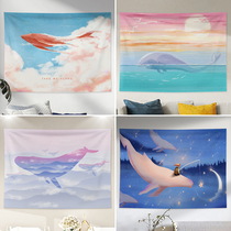 Whale background cloth ins hanging cloth dream room bedside decoration dormitory cute Net Red Girl heart tapestry wall cloth