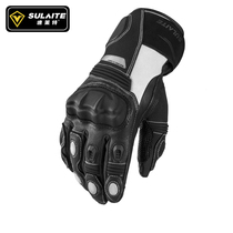 Winter motorcycle riding leather gloves male riding padded velvet anti-fall Knight Locomotive equipment waterproof and warm
