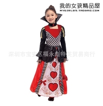 School drama Masquerade Show costumes luxury red heart heart queen role-playing clothes Halloween children