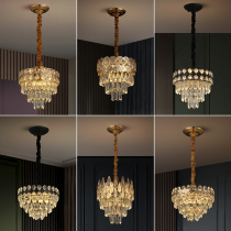  Crystal chandelier Restaurant Light luxury European postmodern simple high-end atmosphere Bedroom foyer entrance dining room lamps