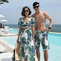 Swimwear womens three-piece suit covers the belly shows thinness sexy small breasts gathers Korean resort hot spring fairy fan couple suit