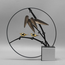 New Chinese modern creative apricot Almond Leaf Swaying Bird Pendulum-like Kitchen Cabinet Hotel Tv TV Cabinet Xuan Guan Wine Cabinet Soft Adornment