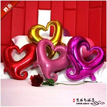 Hook heart-shaped balloon knot wedding wedding wedding room wedding decoration birthday decoration hollow love aluminum foil aluminum film balloon