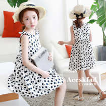 Korean childrens clothing female childrens cotton dot vest dress baby sleeveless childrens princess dress summer holiday dress