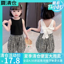  Girls summer suit thin 2021 new Western style little girl fashion clothes three-year-old female baby summer two-piece suit