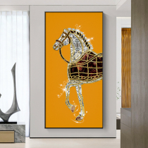 Enamel color horse porch decorative painting Crystal porcelain Diamond modern abstract mural corridor living room aisle vertical painting