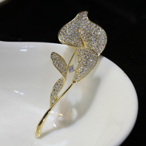 Elegant flower brooch female zircon exquisite corsage pin Korean luxury atmospheric suit sweater coat accessories