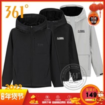 361 Degree Men sports velvet windbreaker 2020 Winter new mens coat 361 warm hooded plus velvet windbreaker